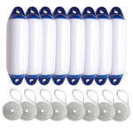  Majoni 15 x 58cm Star 2 Cylindrical Fender Bundle White/Blue (8 Pack) 