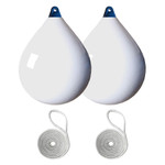 Majoni 65 x 88cm Size 65 Round Buoy Fender Bundle White (2 Pack) 