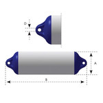  Ocean 14 x 50cm H2 Heavy Duty Cylindrical Fender White/Blue 