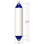  Polyform 22 x 104cm F4 Cylindrical Fender White/Blue 