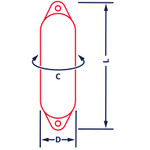 Anchor Marine 20 x 80cm Standard Cylindrical Fender Burgundy
