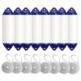  Polyform 20 x 66cm F02 Cylindrical Fender Bundle White/Blue (8 Pack) 