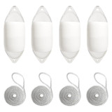 Harrington Marine Harrington 21 x 58cm Size 3 Cylindrical Fender Bundle White (4 Pack) 