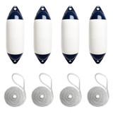Harrington Marine Harrington 21 x 71cm Size 4 Cylindrical Fender Bundle White/Navy (4 Pack) 