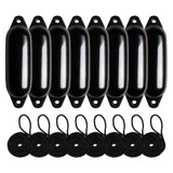  Majoni 12 x 45cm Star 1 Cylindrical Fender Bundle Black (8 Pack) 