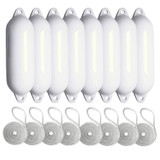  Majoni 15 x 58cm Star 2 Cylindrical Fender Bundle White (8 Pack) 