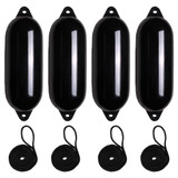  Majoni 24 x 70cm Star 4 Cylindrical Fender Bundle Black (4 Pack) 