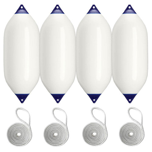  Polyform 59 x 146cm F11 Cylindrical Fender Bundle White/Blue (4 Pack) 