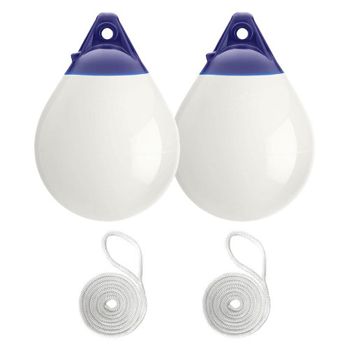  Polyform 21 x 28cm A0 Round Buoy Fender Bundle White (2 Pack) 