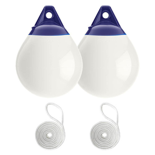  Polyform 30 x 38cm A1 Round Buoy Fender Bundle White (2 Pack) 