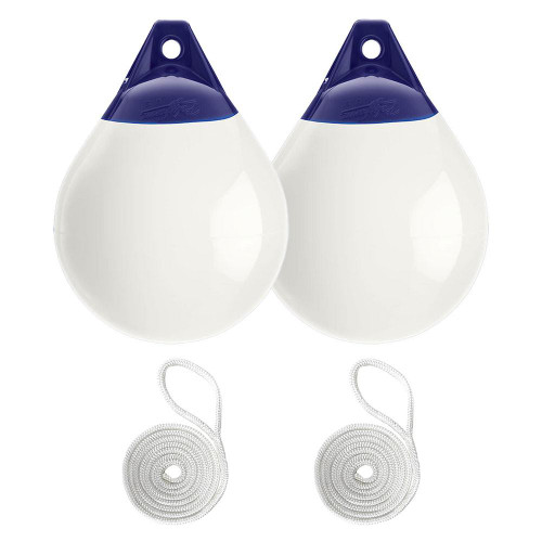  Polyform 39 x 50cm A2 Round Buoy Fender Bundle White (2 Pack) 