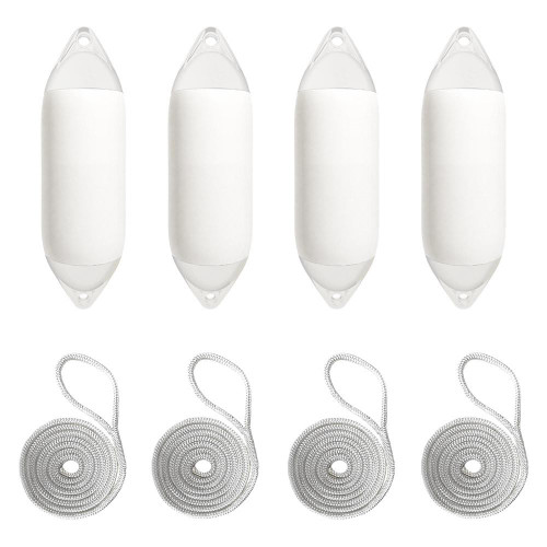 Harrington Marine Harrington 11 x 30cm Size 1 Cylindrical Fender Bundle White (4 Pack) 