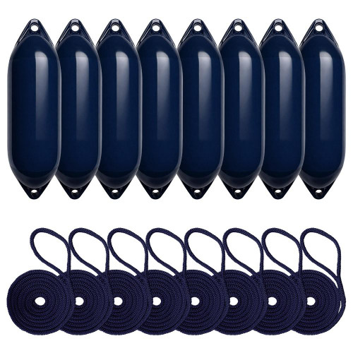 Harrington Marine Harrington 11 x 30cm Size 1 Cylindrical Fender Bundle Navy (8 Pack) 