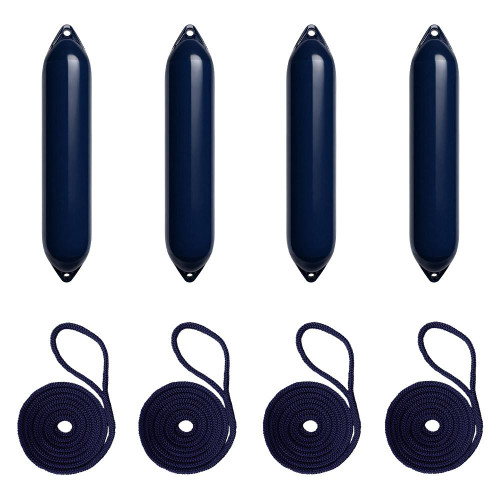 Harrington Marine Harrington 19 x 101cm Size 5 Cylindrical Fender Bundle Navy (4 Pack) 
