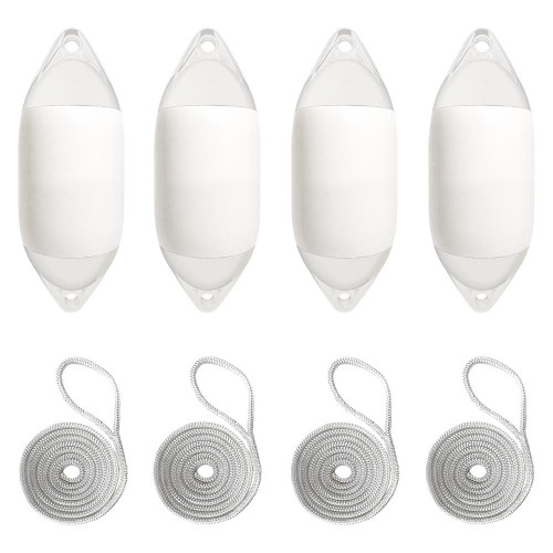 Harrington Marine Harrington 21 x 58cm Size 3 Cylindrical Fender Bundle White (4 Pack) 