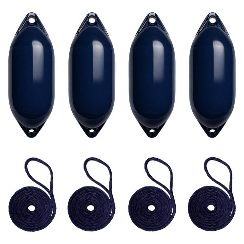 Harrington Marine Harrington 21 x 58cm Size 3 Cylindrical Fender Bundle Navy (4 Pack) 