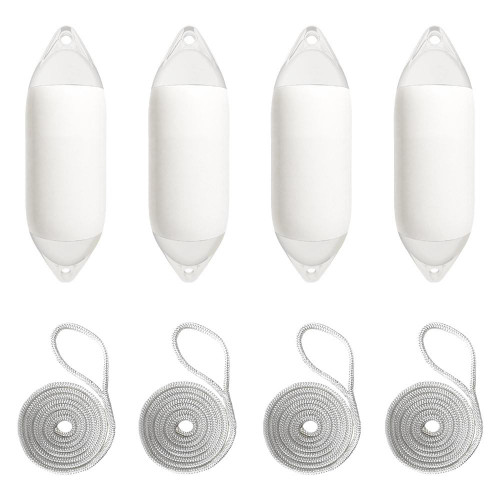 Harrington Marine Harrington 21 x 71cm Size 4 Cylindrical Fender Bundle White (4 Pack) 