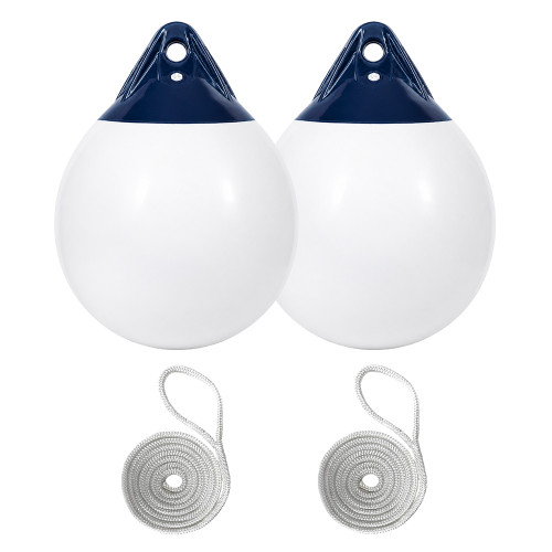 Harrington 48 x 61cm Round Buoy Fender Bundle White/Navy (2 Pack)