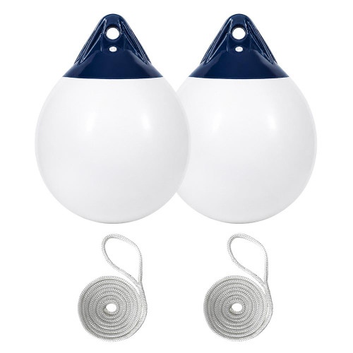 Harrington Marine Harrington 48 x 61cm Round Buoy Fender Bundle White/Navy (2 Pack) 