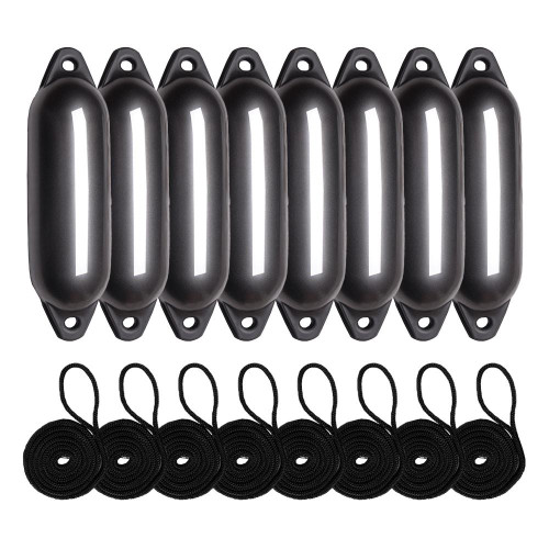  Majoni 12 x 45cm Star 1 Cylindrical Fender Bundle Anthracite (8 Pack) 