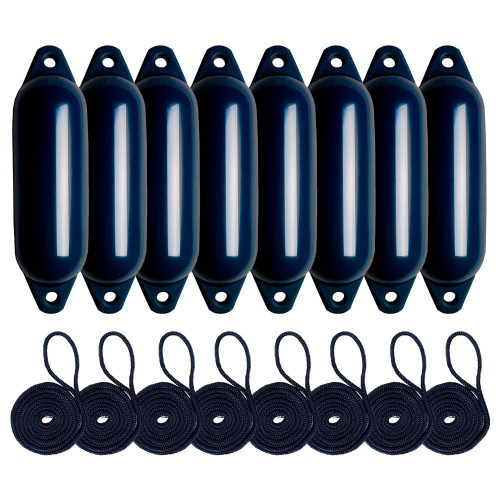  Majoni 12 x 45cm Star 1 Cylindrical Fender Bundle Navy Blue (8 Pack) 
