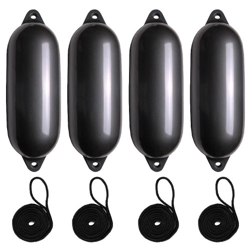  Majoni 21 x 62cm Star 3 Cylindrical Fender Bundle Anthracite (4 Pack) 