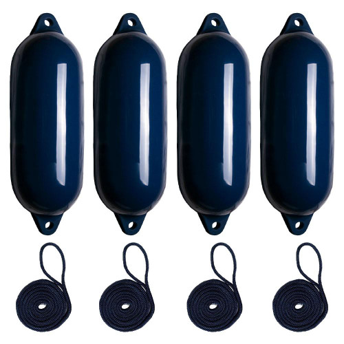  Majoni 21 x 62cm Star 3 Cylindrical Fender Bundle Navy Blue (4 Pack) 