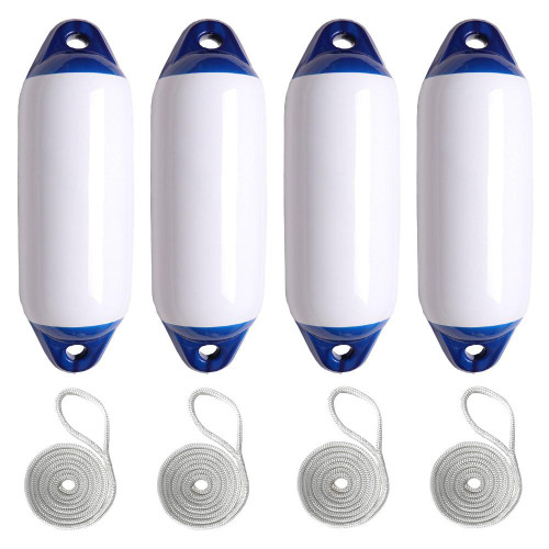  Majoni 21 x 62cm Star 3 Cylindrical Fender Bundle White/Blue (4 Pack) 