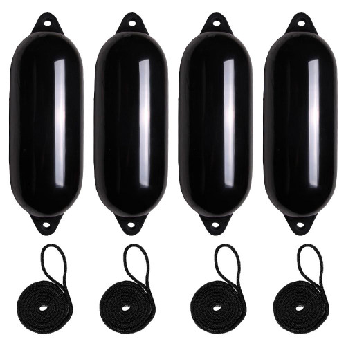  Majoni 24 x 70cm Star 4 Cylindrical Fender Bundle Black (4 Pack) 