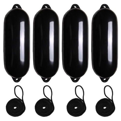  Majoni 30 x 90cm Star 5 Cylindrical Fender Bundle Black (4 Pack) 