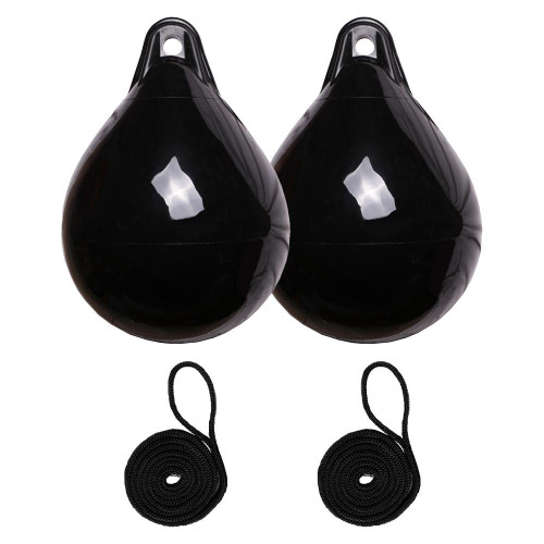  Majoni 35 x 48cm Size 35 Round Buoy Fender Bundle Black (2 Pack) 