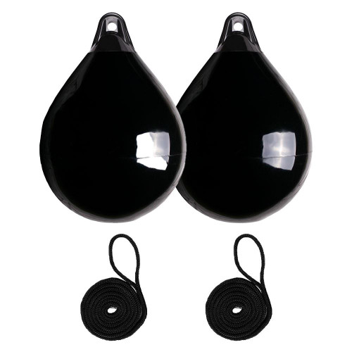  Majoni 45 x 62cm Size 45 Round Buoy Fender Bundle Black (2 Pack) 