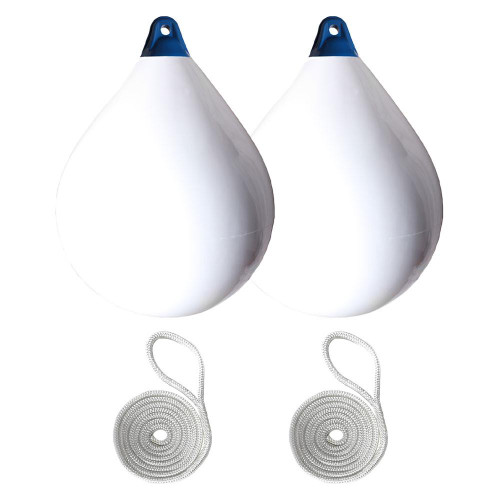  Majoni 55 x 73cm Size 55 Round Buoy Fender Bundle White (2 Pack) 