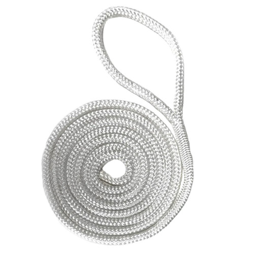 Polyester 10mm Double Braid Fender Rope 2m with Pre-Spliced Loop White