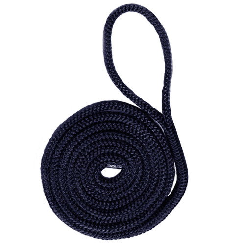 Polyester 10mm Double Braid Fender Rope 2m with Pre-Spliced Loop Navy Blue