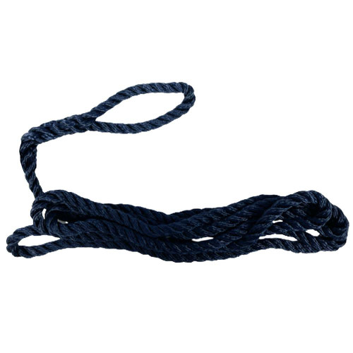 Seago Polyester 8mm 3 Strand Fender Rope 2m with Pre-Spliced Loop Navy Blue 