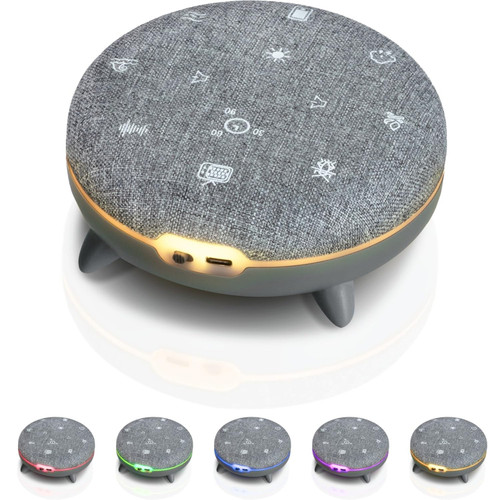 Compact Bluetooth White Noise Speaker with Colour Mood Light on a clean background