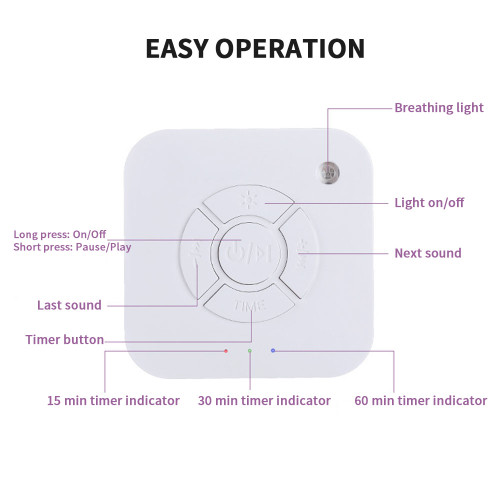 9-Sound White Noise Machine with Breathing Light & Timer