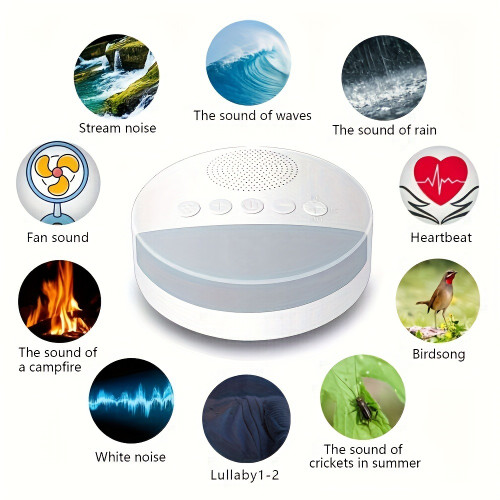 9-Sound White Noise Machine with 1200mAh Battery & Night Light
