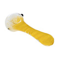 Human Grade IO Twist Hand Pipe-White Frit with Yellow