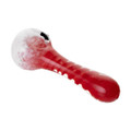 Human Grade IO Twist Hand Pipe-White Frit with Red