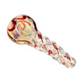 Human Grade Twist Spoon Pipe Model B-Clear Red
