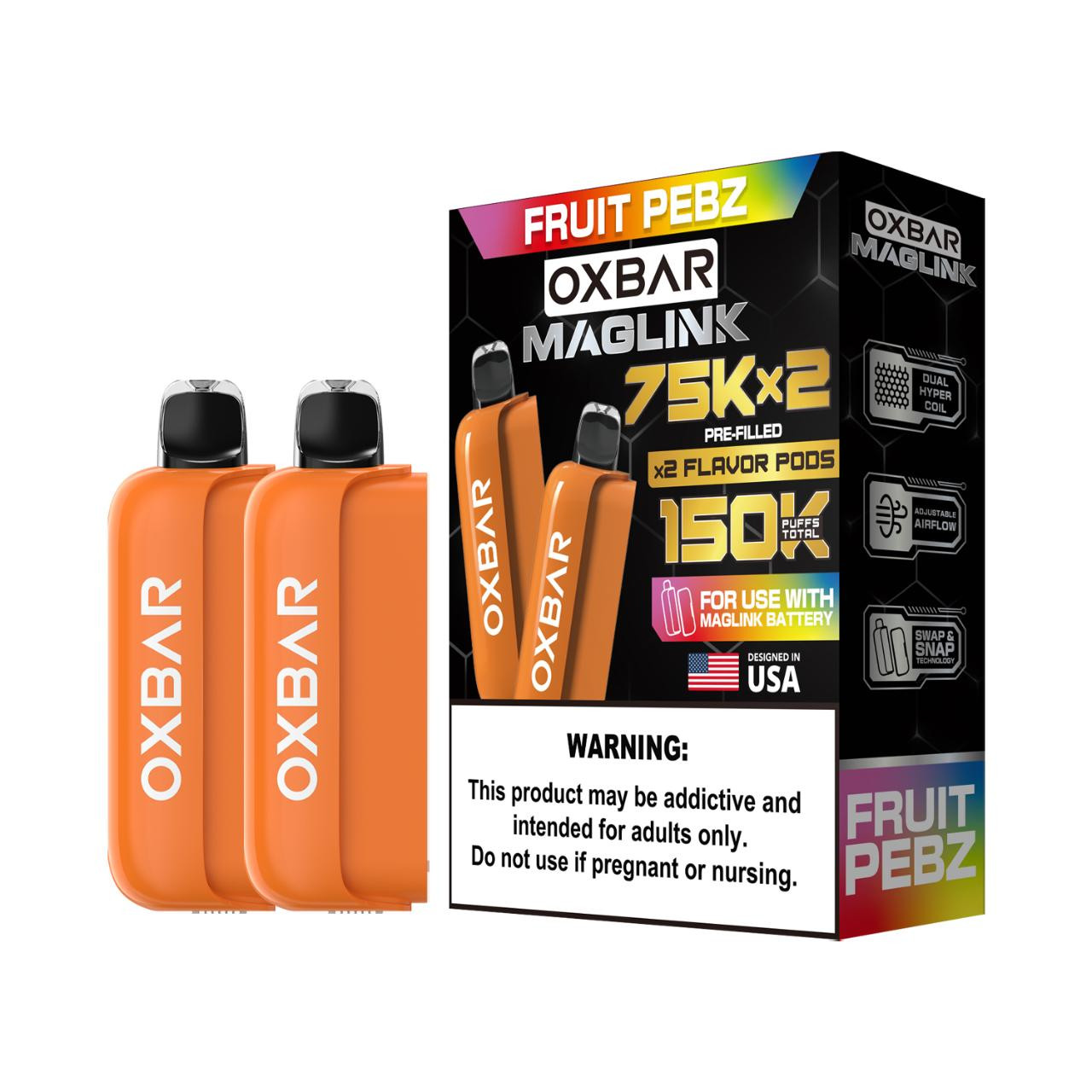 Oxbar Maglink Nixodine Pre-filled Replacement Pod 75K Puffs (2 Pack) Oxbar Maglink Nixodine Pre-filled Replacement Pod 75K Puffs (2 Pack)