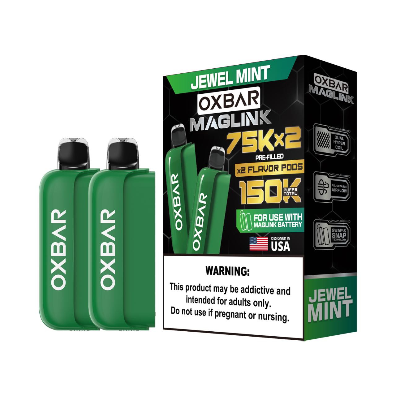 Oxbar Maglink Nixodine Pre-filled Replacement Pod 75K Puffs (2 Pack)