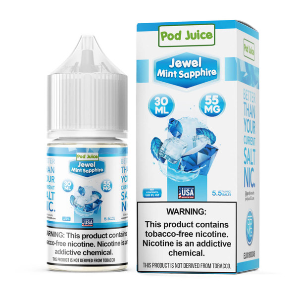 Pod Juice Salt Jewel Mint Sapphire Tobacco Free Nicotine E-Juice 30ml