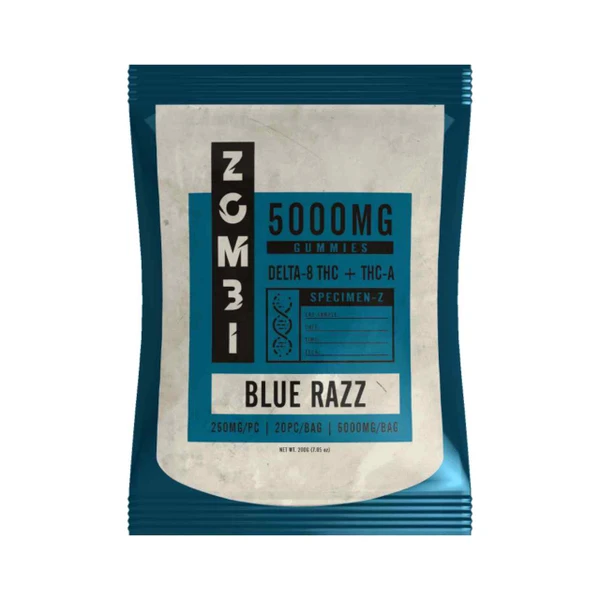 Zombi Specimen Z Delta-8 THC-A Gummies 5000MG-Blue Razz