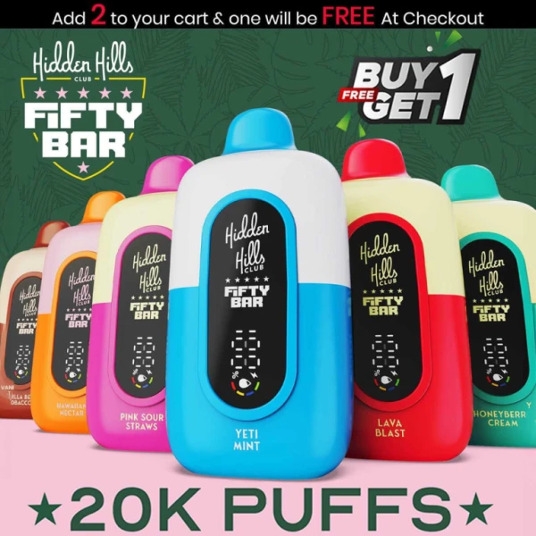 Hidden Hills x Fifty Bar Disposable | 20K Puffs (Buy 1 Get 1 Free)