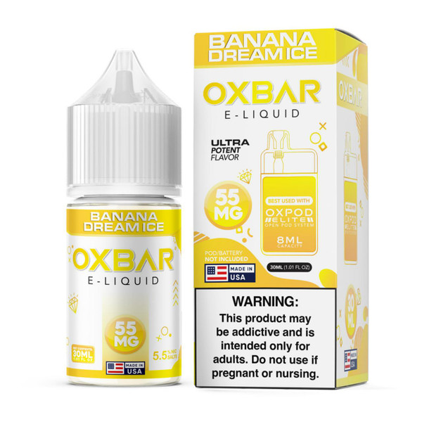 Pod x Oxbar Juice Salt Banana Dream Ice Tobacco Free Nicotine E-Juice 30ml