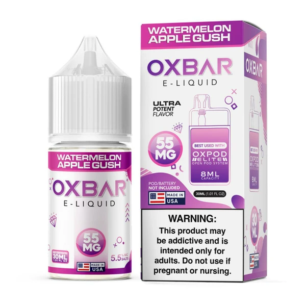 Pod x Oxbar Juice Salt Watermelon Apple Gush Tobacco Free Nicotine E-Juice 30ml