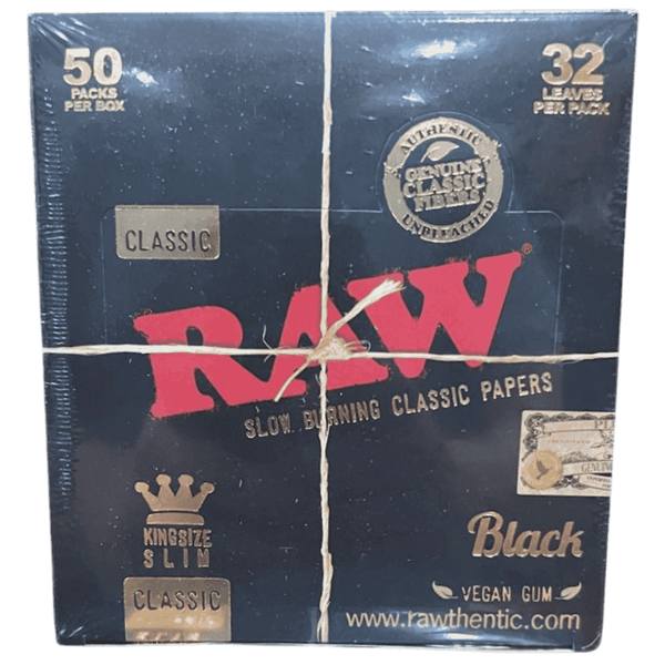 RAW Rolling Papers 50PK - King Size Slim Black Classic